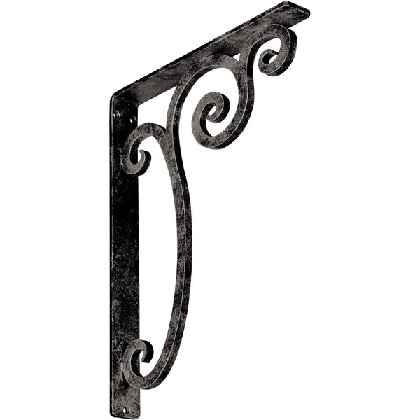 Ekena Millwork Avery Wrought Iron Bracket, (Single center brace), Antiqued Warm Silver 1 1/2"W x 12"D x 15"H BKTM01X12X15SAVAWS - main